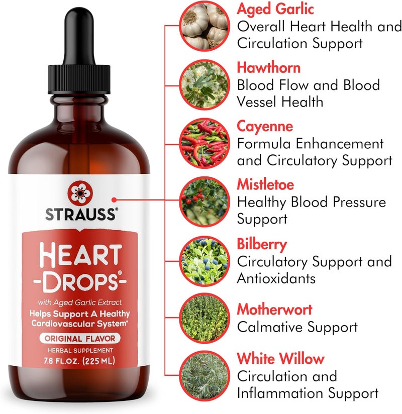 Strauss Heartdrops Herbal Heart Support Supplement with European Mistletoe, 3.4 Fl Oz, Original Flavor - Image 2